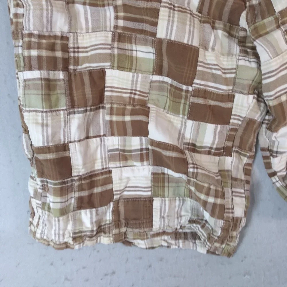 Arizona Jean Co Shorts men's 38 x 12 Bermuda Patchwork plaid Brown cotton preppy